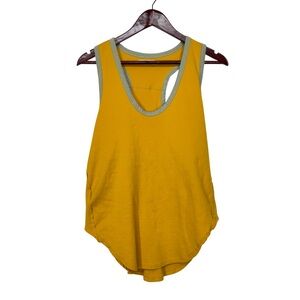 We The Free Mustard Yellow & Gray Trim Muscle Tank Top Size Medium Free People